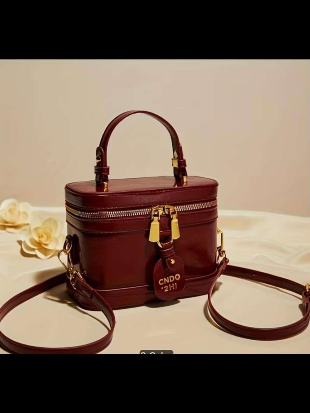 & Other Stories Burgundy Box Crossbody with Top Handle